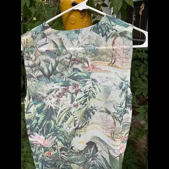H& M Conscious Collection Tropical print sheer Shirt Size 12 100% Recycled - Picture 8 of 11